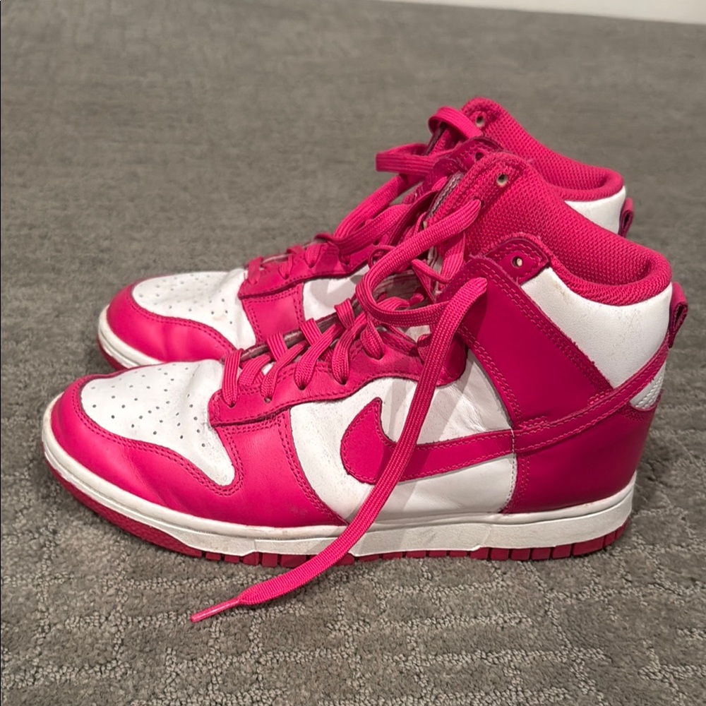 Nike Pink and White Dunk High Sneakers
